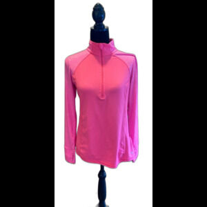 Xersion Jacket Size Medium Semi Fit Hot Pink 3/4 Zip Thumb Holes Stretchy